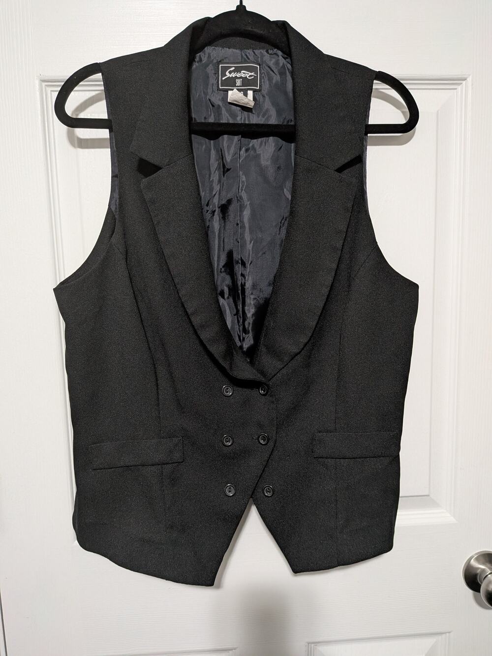 Sweet Suit Vintage Black Button Up Vest Women's Sz 16